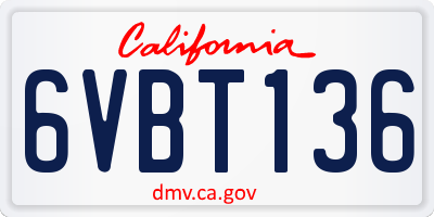 CA license plate 6VBT136