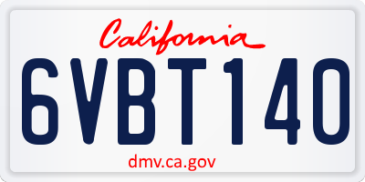 CA license plate 6VBT140