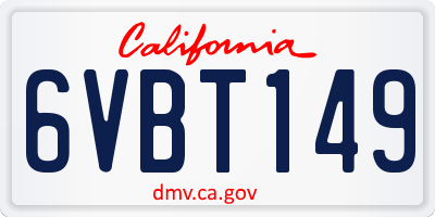 CA license plate 6VBT149