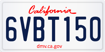 CA license plate 6VBT150