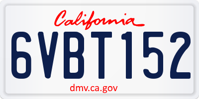 CA license plate 6VBT152