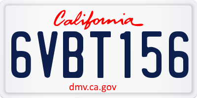 CA license plate 6VBT156