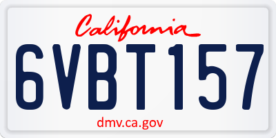 CA license plate 6VBT157