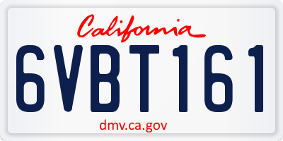 CA license plate 6VBT161