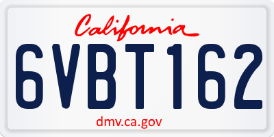 CA license plate 6VBT162