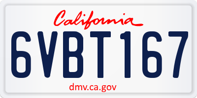 CA license plate 6VBT167