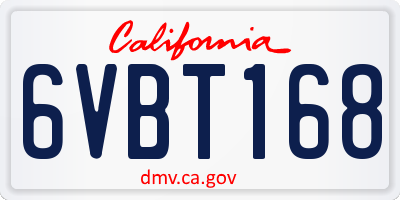 CA license plate 6VBT168
