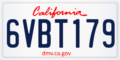 CA license plate 6VBT179