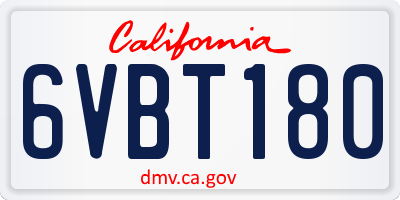 CA license plate 6VBT180