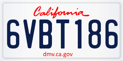 CA license plate 6VBT186