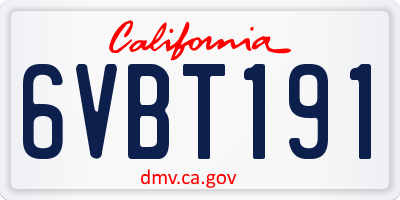 CA license plate 6VBT191