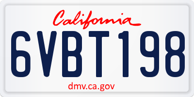 CA license plate 6VBT198
