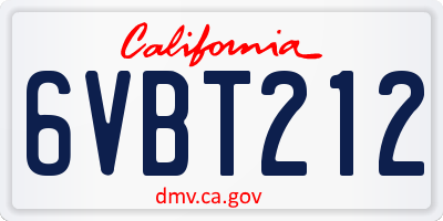 CA license plate 6VBT212
