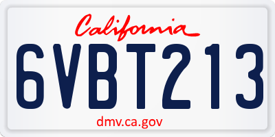CA license plate 6VBT213
