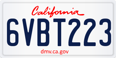 CA license plate 6VBT223
