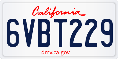 CA license plate 6VBT229