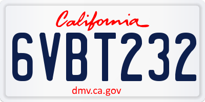 CA license plate 6VBT232