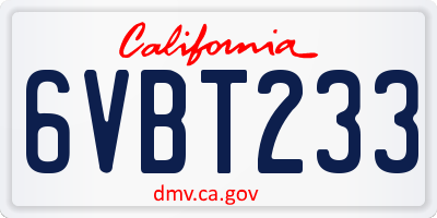CA license plate 6VBT233