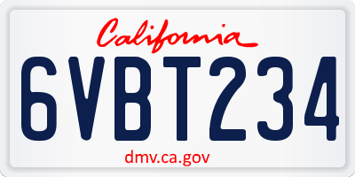 CA license plate 6VBT234