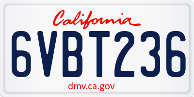 CA license plate 6VBT236