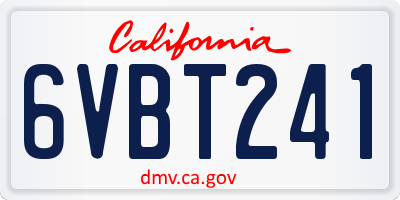 CA license plate 6VBT241