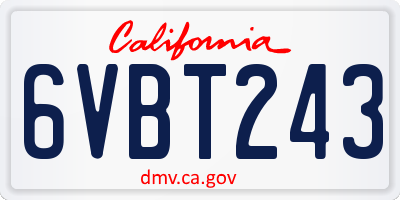 CA license plate 6VBT243