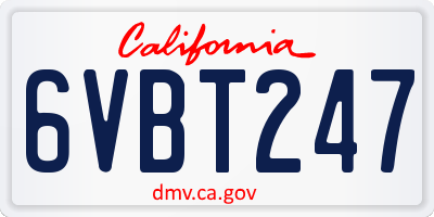 CA license plate 6VBT247