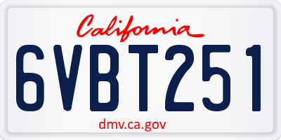 CA license plate 6VBT251
