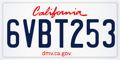 CA license plate 6VBT253