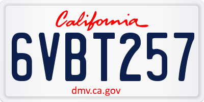 CA license plate 6VBT257