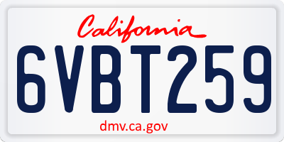 CA license plate 6VBT259