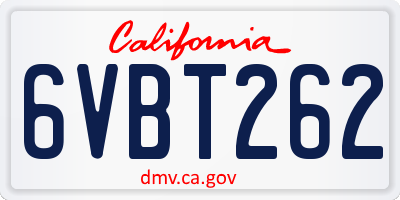 CA license plate 6VBT262