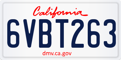 CA license plate 6VBT263