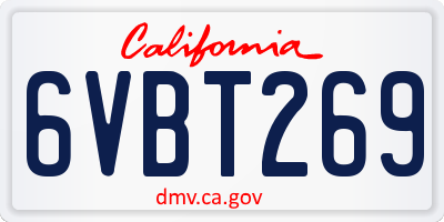 CA license plate 6VBT269