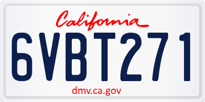 CA license plate 6VBT271