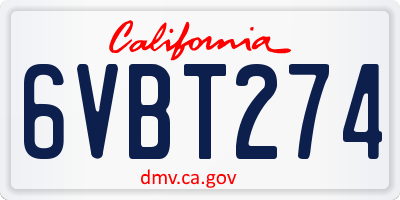 CA license plate 6VBT274