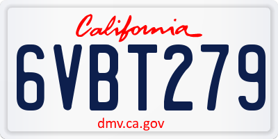CA license plate 6VBT279