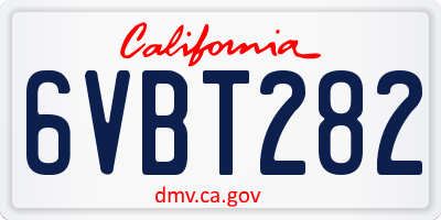 CA license plate 6VBT282