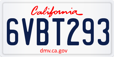 CA license plate 6VBT293