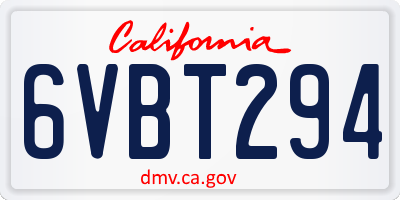 CA license plate 6VBT294