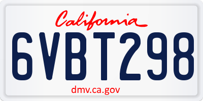 CA license plate 6VBT298