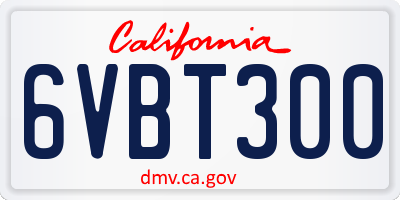 CA license plate 6VBT300