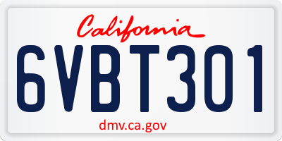 CA license plate 6VBT301
