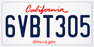 CA license plate 6VBT305