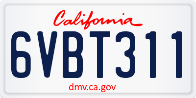 CA license plate 6VBT311
