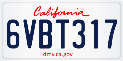 CA license plate 6VBT317