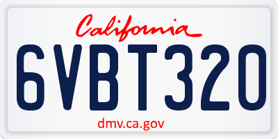 CA license plate 6VBT320
