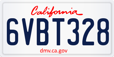 CA license plate 6VBT328
