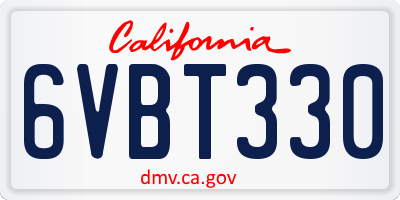 CA license plate 6VBT330