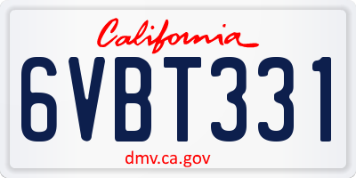 CA license plate 6VBT331